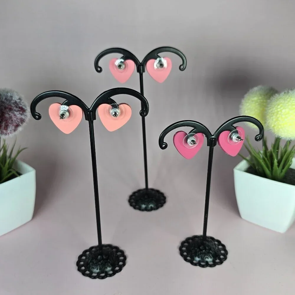 Heart-Shaped Earrings Set Of 3 Leopard & Pink Designs‎ (NWOT)